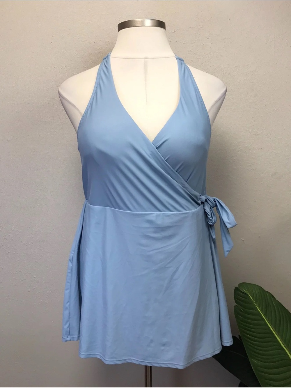 J. Crew Blue Halter Wrap Swim Dress - Size 18